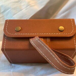 NWOT-Leather Travel Case Wristlet in Brown